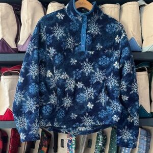 Vtg L.L. Bean Snowflake Fleece Pullover